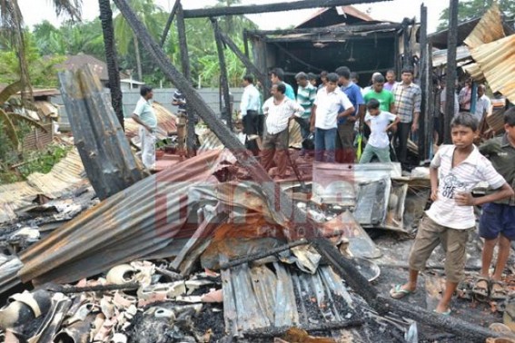 Fire gutted around five shops, tension prevails among the masses 